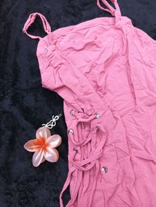 Dusty Rose Tie-Up Mini Dress