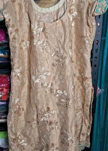 Red Embellished Kurta