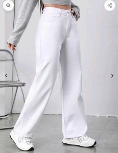 White Wide Leg Denim Jeans