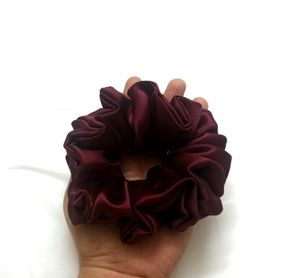 B1G1 Maroon Satin Fluffy Scrunchie