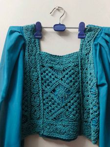 Crochet Puff Sleeve Top