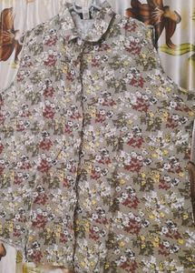 Floral Green Sleevless Shirt