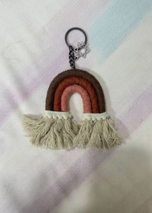 Handmade Rainbow Macrame keychain/bagcharm
