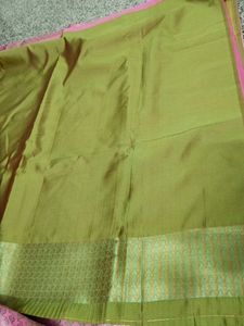 New Pink And Apple Green Viscose Kanchi Saree