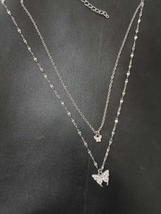 Combo of butterfly layered necklace and korean all