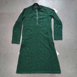 Green Embroidered Kurta