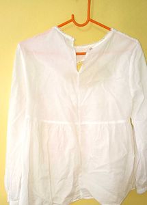 Zara White Abstract open collar Tunic