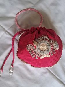 Pink Embellished Potli Bag