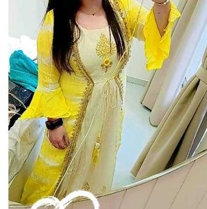 Yellow Embroidered Cotton Dress