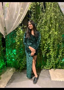 Green Velvet Party Dress