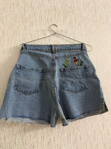 Ripped Denim Mom Shorts