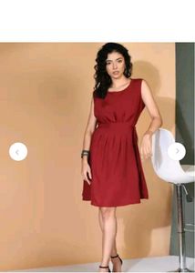 ZARA- Maroon Knee-Length Dress Blue POLKA DOTS