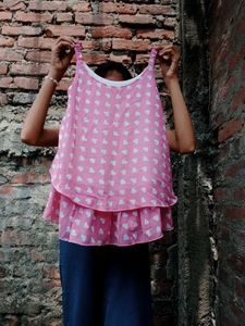 Pink Heart Print Tank Top