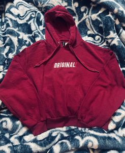 Burgundy H&M Cropped Hoodie