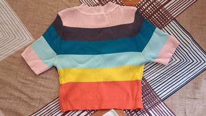 Rainbow Striped Knit Top
