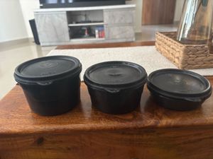 Set of Three Black Containers