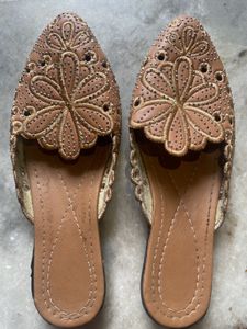 Embroidered Leather Mules