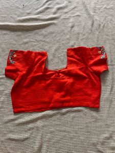 Bright Orange Saree With Blouse