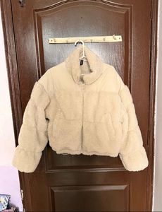 Beige Teddy Cropped Jacket