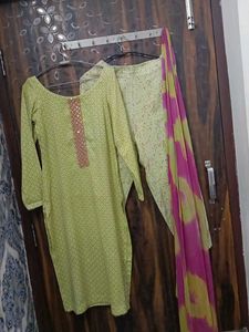 Green Printed Kurta Set