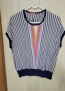 Striped Embellished Knit Top