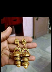Gold Jhumka Earrings