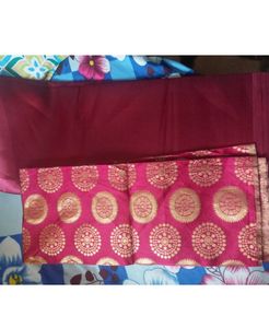 Elegant Maroon Satin Saree With Readymade Blouse
