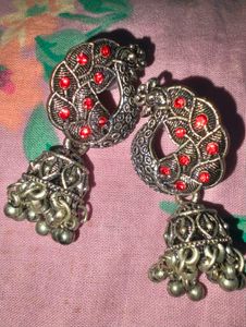 Red Jhumka Earrings