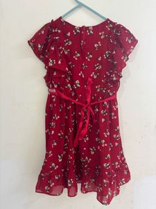 Red Floral Girls Dress