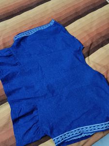 8seconds Women Blue Embroidered Casual Crop Top
