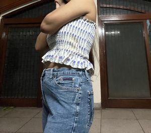 Pretty Floral Shirred Padded Crop Top