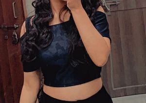 Navy Cold Shoulder Crop Top