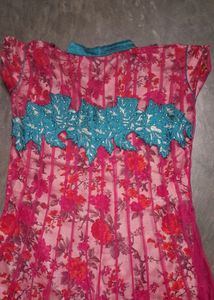 Pink Floral Anarkali Dress