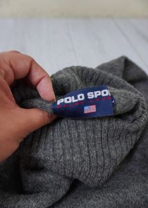 Grey Turtleneck Knit Sweater