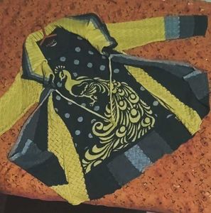 Peacock Print Knit Cardigan