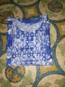 Blue Floral Print Kurta