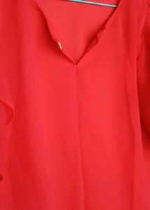 ❤️ Elegant Red Net Half-Sleeve Top for Women ❤️