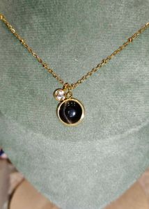 Dainty Black Onyx Stone Gold Necklace