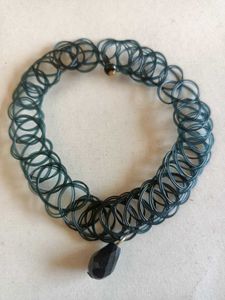 Chic Black Tattoo Choker Necklace with Gemstone