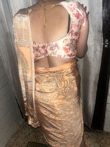 Beautiful crepe saree with blouse