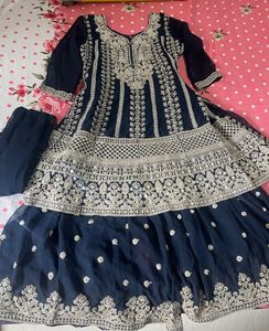 Beautiful 😍 Blue Heavy Party Wear Sarara Suit