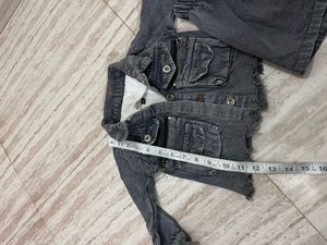 denim skir, white ribbed t shirt and  jac