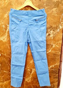 Light Blue Zipper Pocket Pants