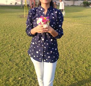 Navy Blue Shirt With Printed Pattern