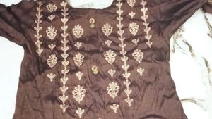 Brown Embroidered Kurta