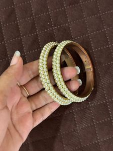 Pearl Bangle &amp; Hoop Earrings Combo