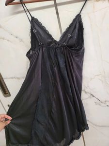 Black Lace Trimmed Nightgown