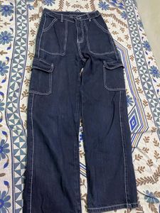 Black Cargo Straight Fit Jeans