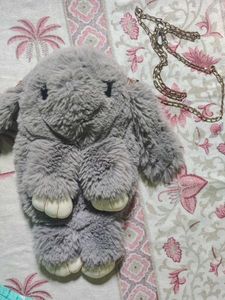 Fluffy Gray Bunny Shoulder Bag