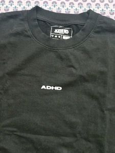 ADHD Cropped Oversized Black Tee 240gsm